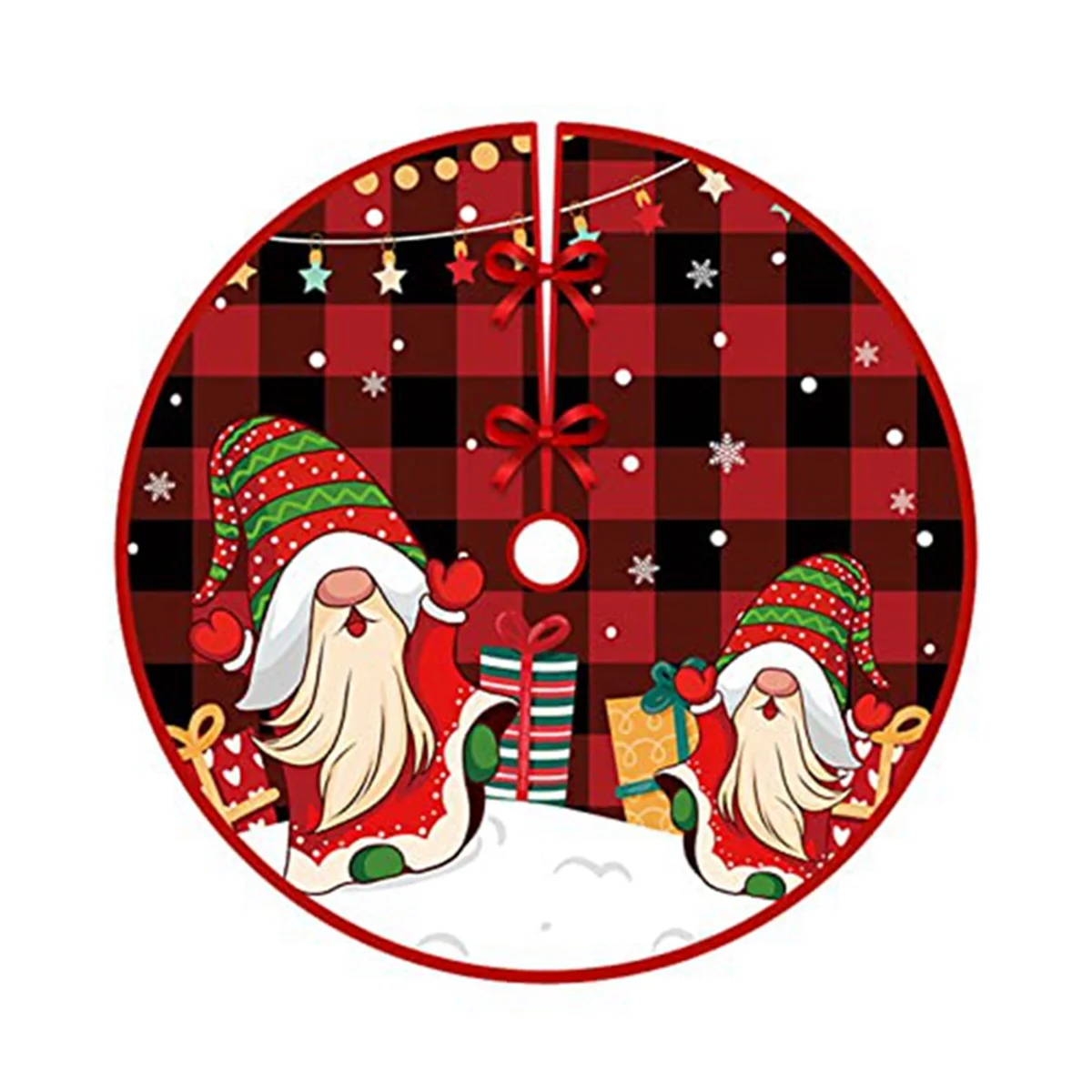 

Christmas Tree Skirt Bowknot Decor Exquisite Print Cartoon Thicker Festival Prop Tear Resistant Party Decoration B