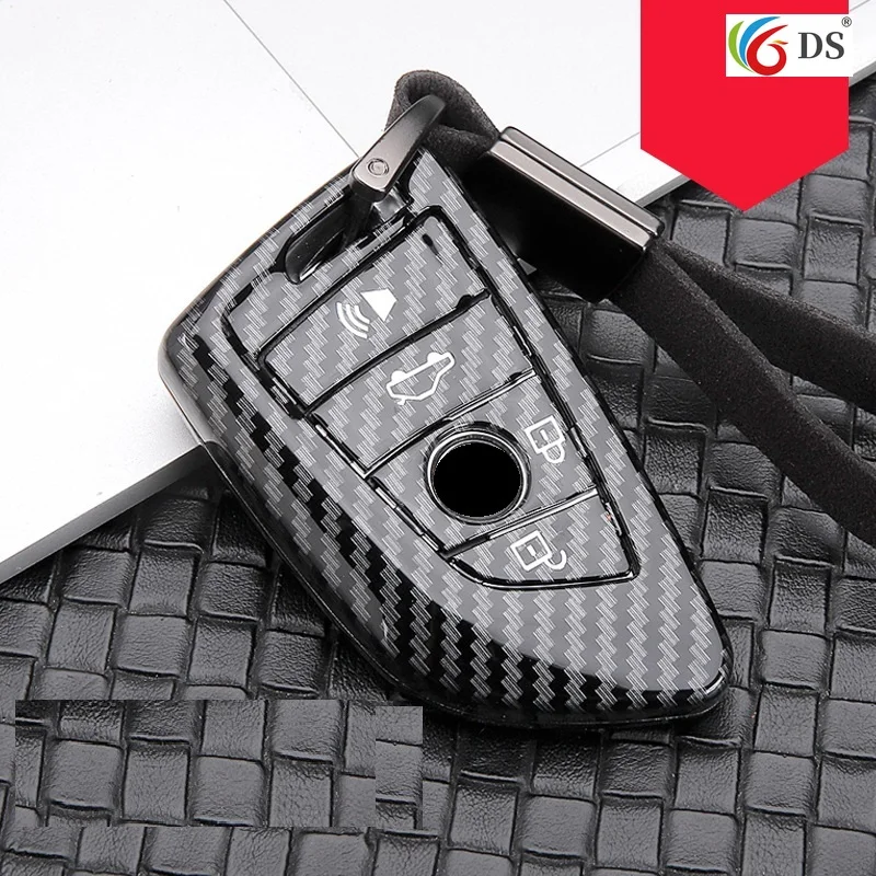 

Glossy ABS Car Key Case For BMW 1 2 3 5 Series BMW X5 X6 X1 F48 F16 F15 Keychain Carbon Fiber Styling Remote Fob Protector Cover
