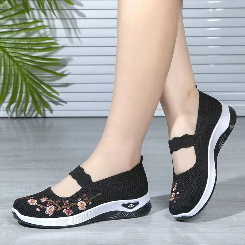 Women's Sneakers Wedges Mary Janes Loafer Shoes Breathable Casual Woman Shoes Light and Soft Mesh Walking Flats Zapatillas Mujer