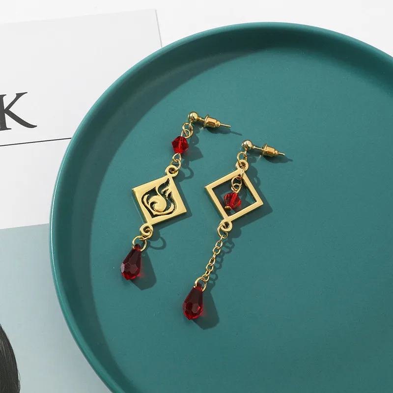 Серьги Genshin Impact Barbatos Venti Wind Element Irregular Metal Pendant Earrings For Women Cosplay Party Jewelry Gift on.