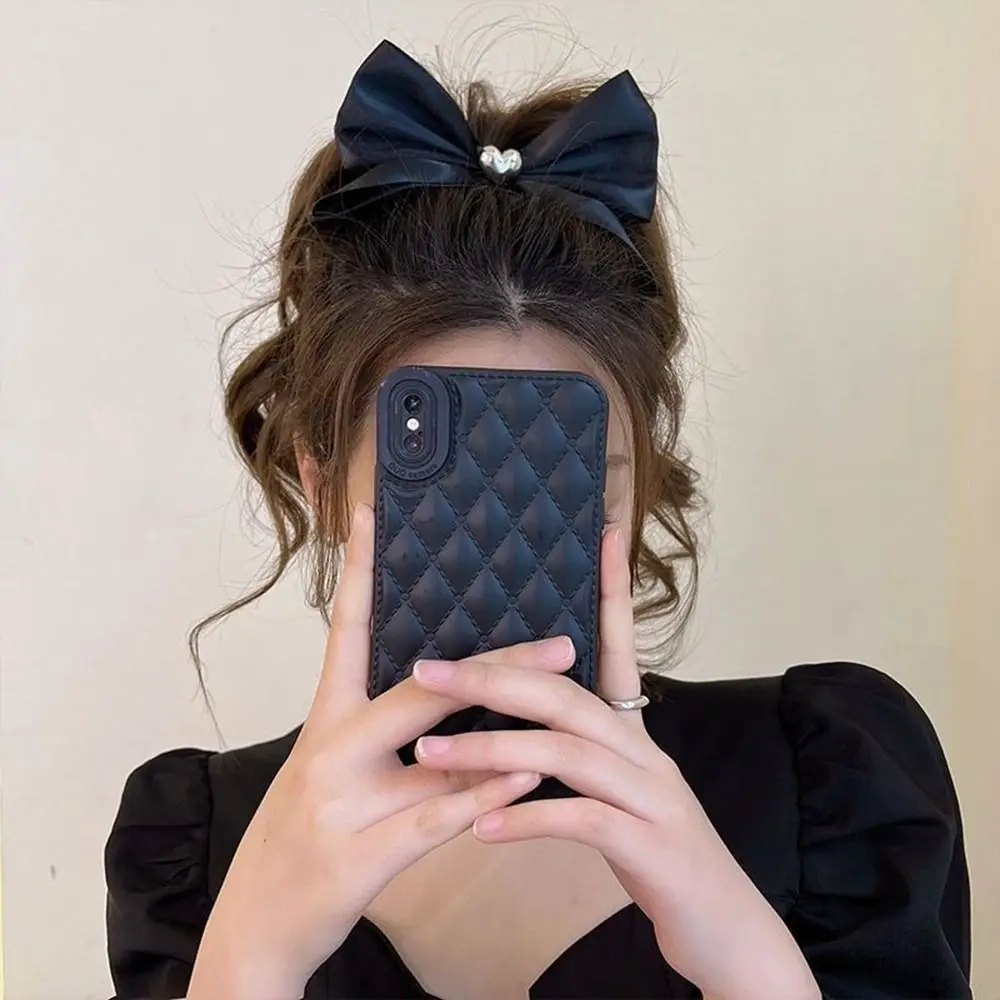 

Fashion Korean Black Balletcore Bowknot Heart Hairpin Hair Clip for Women Girls Classic Ribbon Barrette Hair Accessories