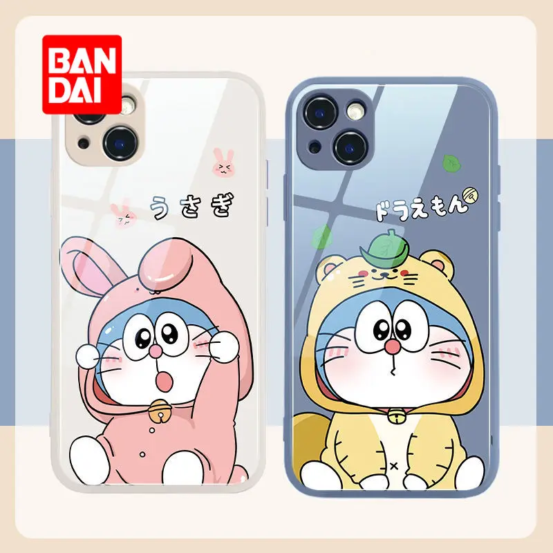 

Bandai Doraemon Glass Case for iPhone 13 13Pro 12 12Pro 11 Pro X XS Max XR 7 8 Plus Kawaii Cartoon Phone Back Covers Fundas