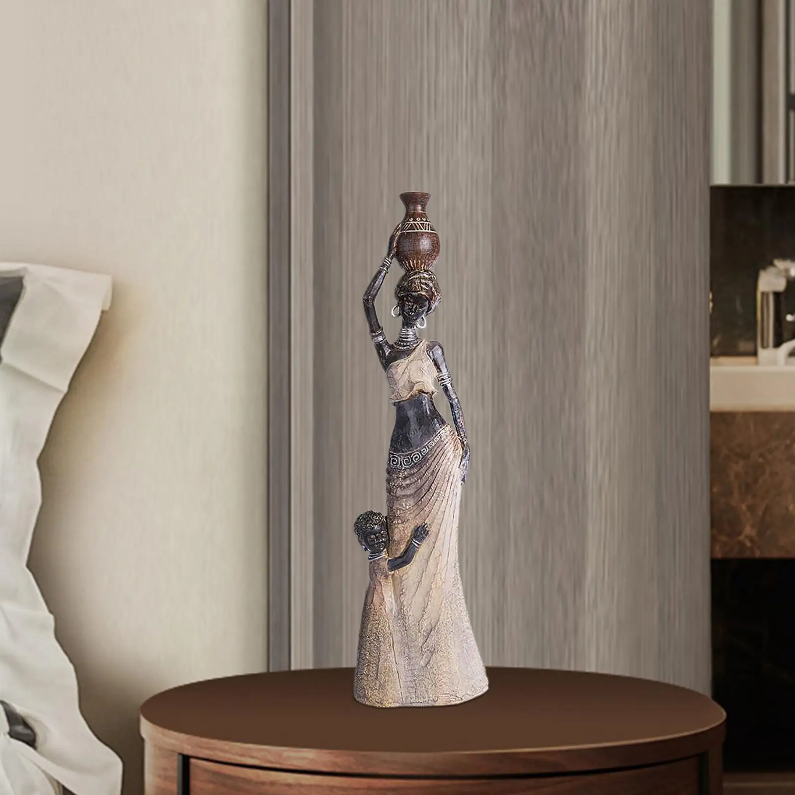 

African Sculpture Statue Tabletop Centerpiece Creative for Bedroom Desk Home