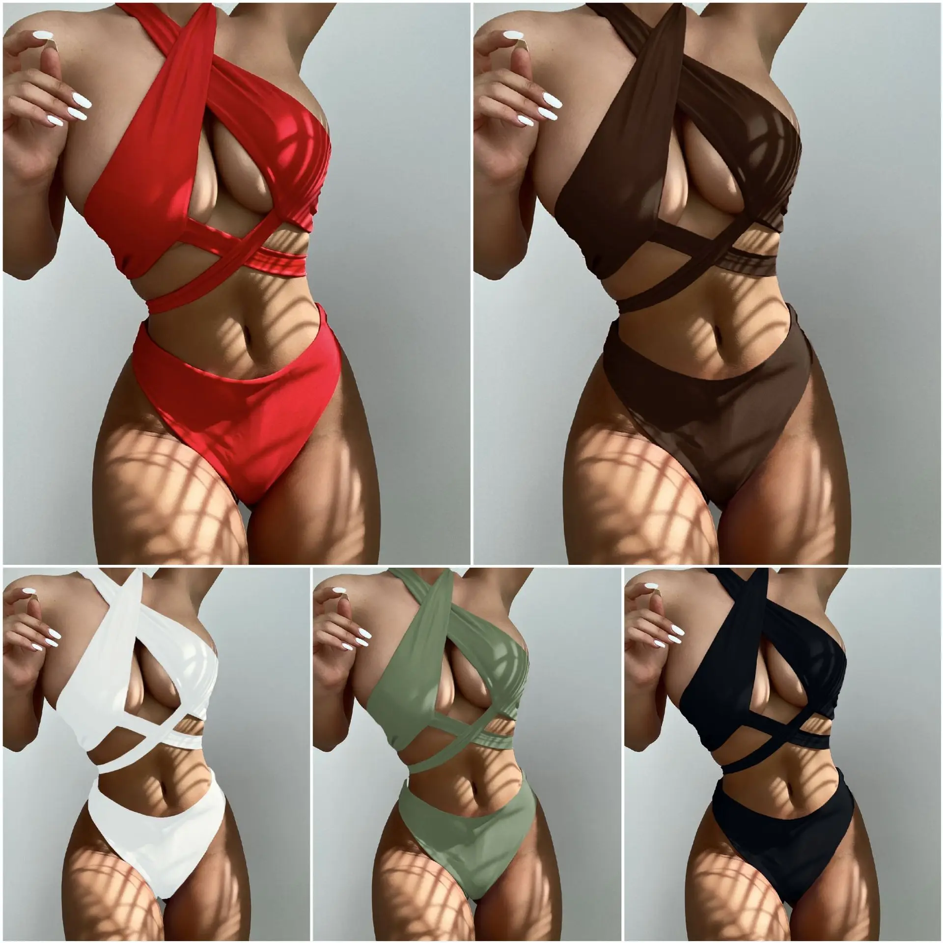

Halter Bikini Ladies Split Swimsuit Strap 2 Piece Sets Womens 2022 New Fashion Bikinis Girl Summer Clothes Beach Style