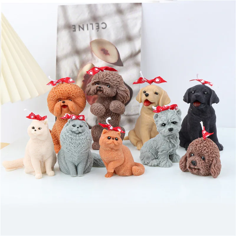 

Dog Cat Animal Shape Silicone Candle Making Epoxy Mould Handmade Soap Ice Cube Molds Christmas Home Decoration Food Grade