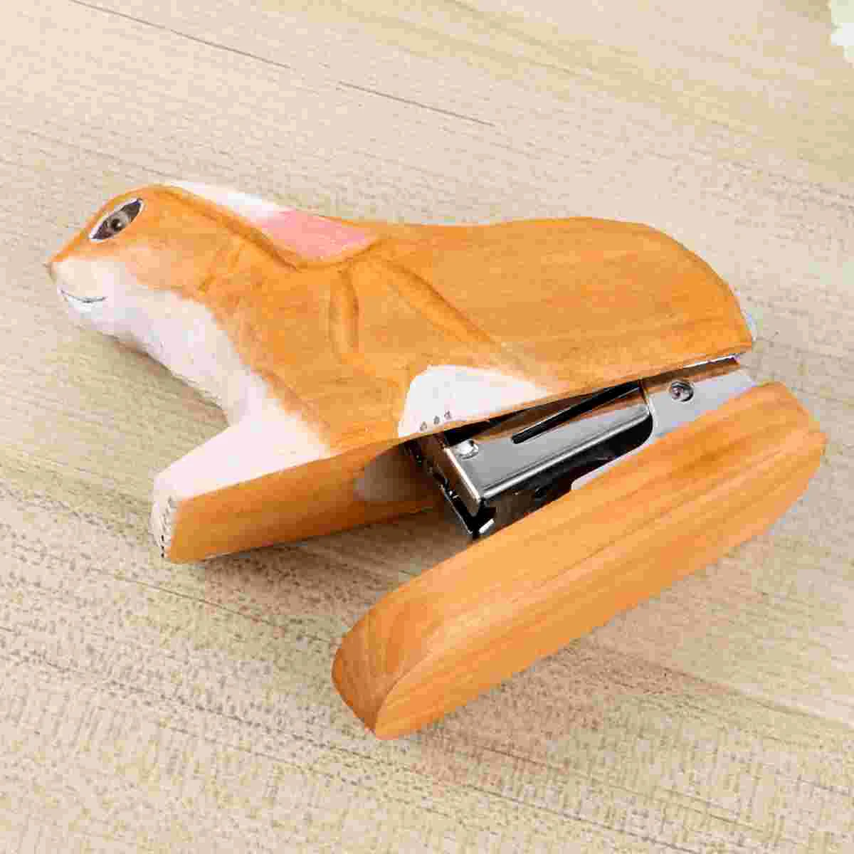 

Rabbit Shape Portable Stapler Wooden Creative Book Sewer Manual Stapling Machine Student Stationery for School Students