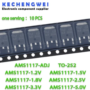 10PCS/Lot AMS1117CD-ADJ AMS1117-5.0 AMS1117CD-3.3 AMS1117CD-1.5 AMS1117CD-1.2 AMS1117-3.3 1.8V 2.5V TO-252 original and new