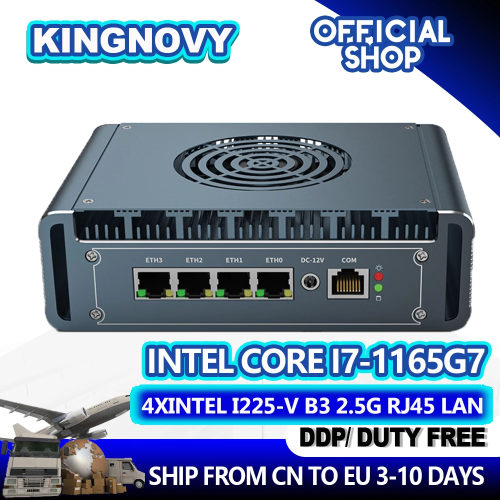 Kingnovy Micro Firewall Appliance 4*Intel i226-V 2.5GbE NIC Port Fanless Mini PC Core i7 1265U i5 i3 Network Gateway Soft Router