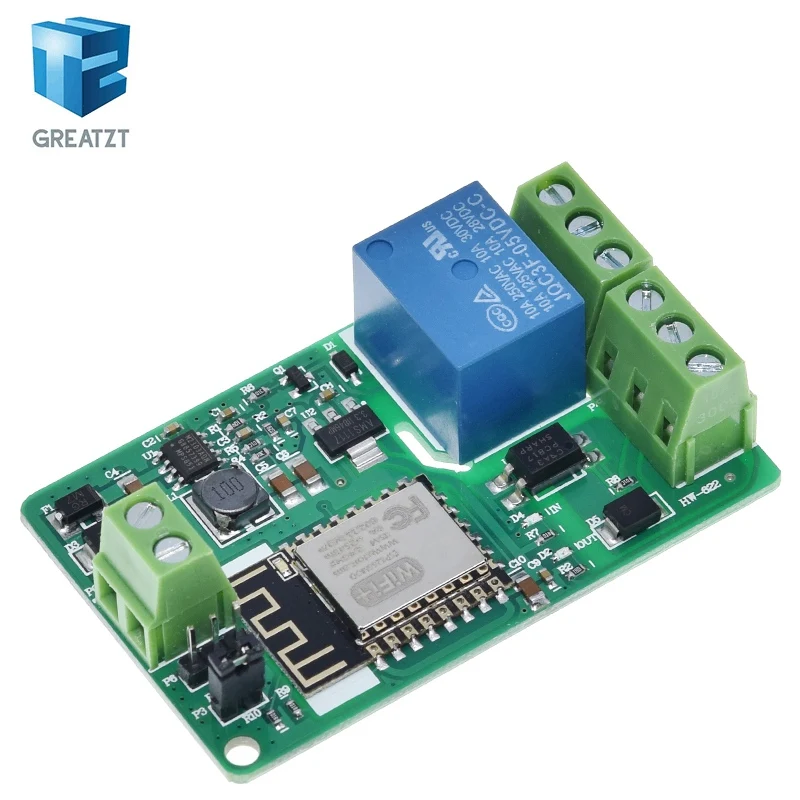 Фото Зеленый релейный модуль ESP8266 10А 220В, сетевой Wi-Fi модуль реле, вход DC 7В~30В, 4-слойная плата, вход TVS, автоматическая защита №3