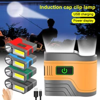 head light smart lamp induction cap clip light usb charging flashlight 2200mah cob camping fishing light waterproof accessories