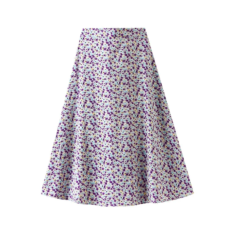 

Print Long Skirt Women Faldas Largas Mujer Prairie Chic Print A-LINE Mid-Calf Empire Korean Style Vintage Women Clothes