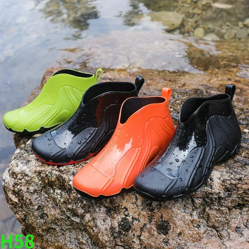 

Мужские резиновые туфли-трубки, водонепроницаемые, ПВХ, низкие, Нескользящие, для воды, для улицы