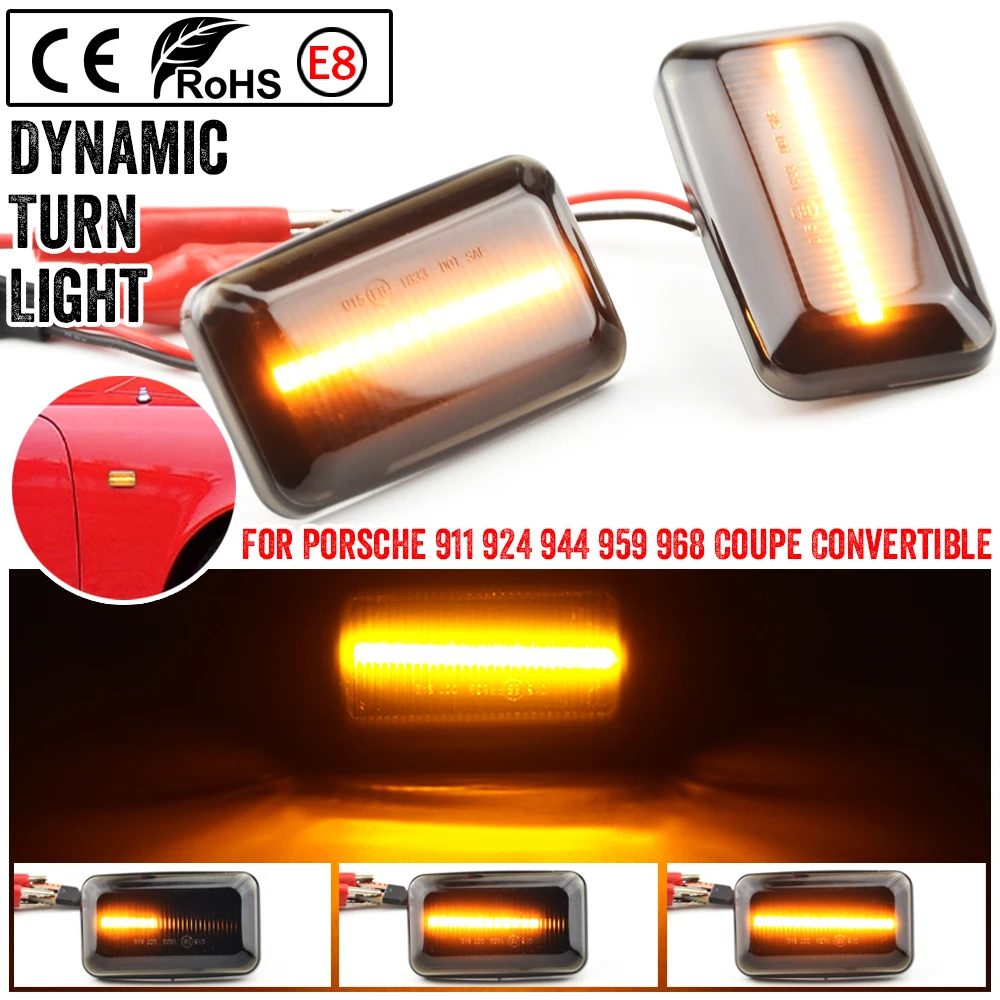 

Turn Signal Lamp For Porsche 911 Carrera 930 964 924/924S 993 944 959 968 Amber Dynamic LED Side Marker Light Arrow Repeater