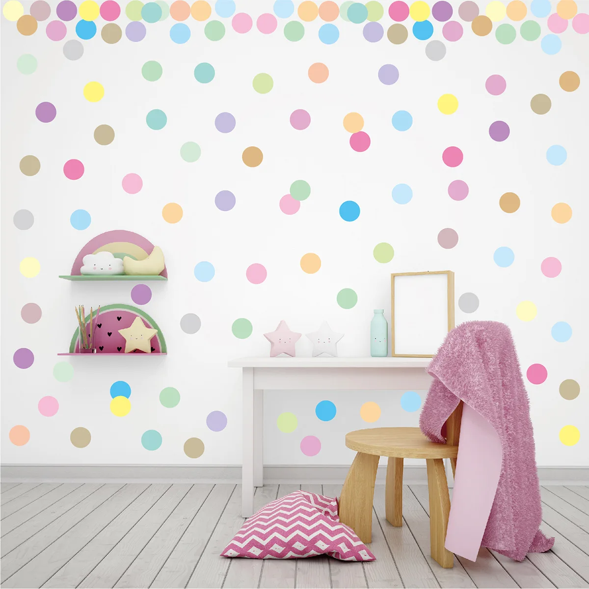 

Мультяшные красочные наклейки в горошек на стену, съемные наклейки для детской комнаты, девушек, спальни, домашний декор, наклейка