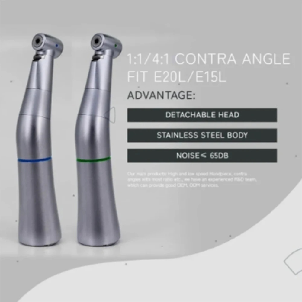 

Dental Low Speed Handpiece KV E20L Type Contra Angle kavo 1:1 4:1 With / None Optic Fiber Blue Rings Green Rings