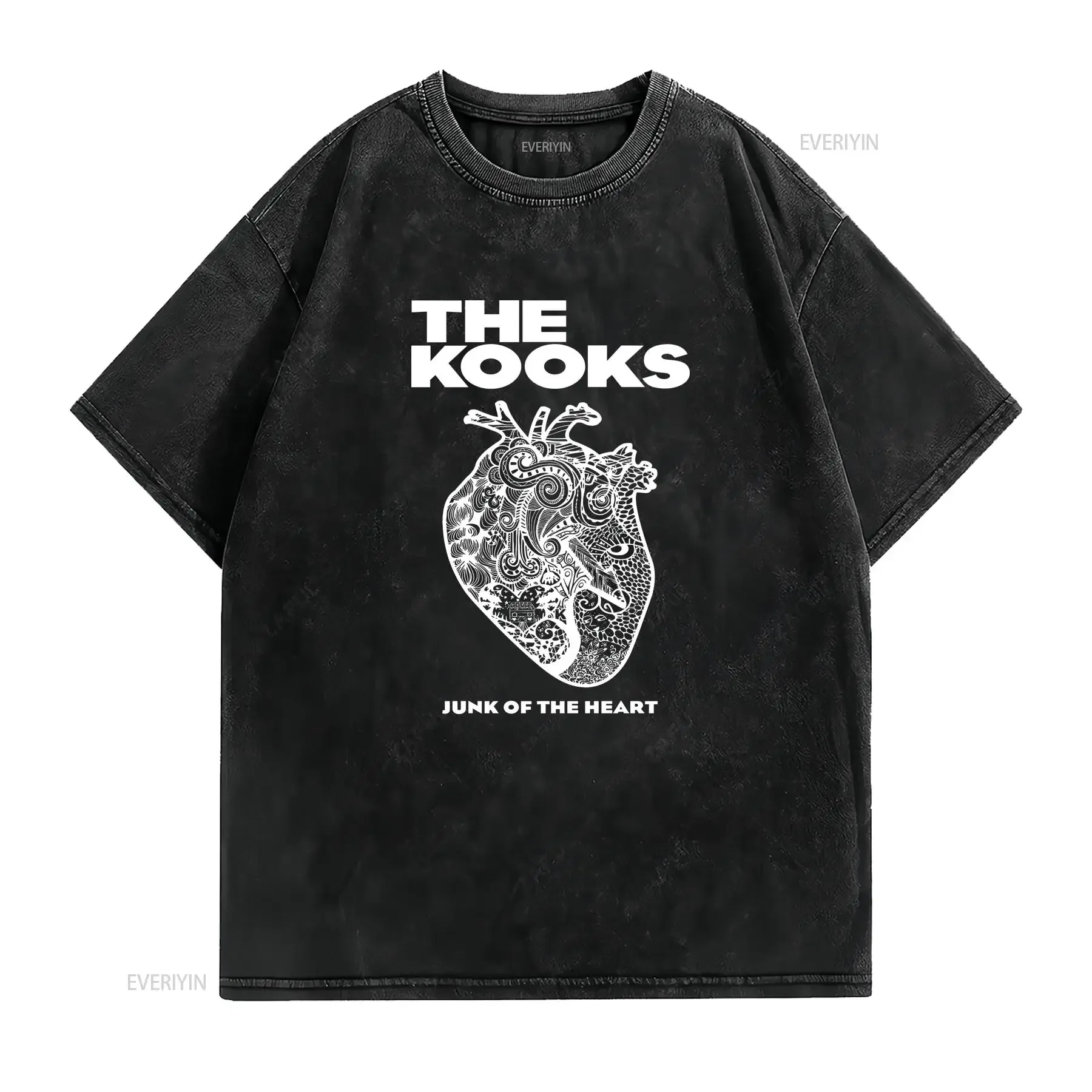 Фото НОВИНКА: Футболка The Kooks Band, хлопок, черная, все размеры, AR846, винтажная, с эффектом потертости, модная, эластичная, повседневная, дизайнерская одежда для мужчин, винтаж. №2