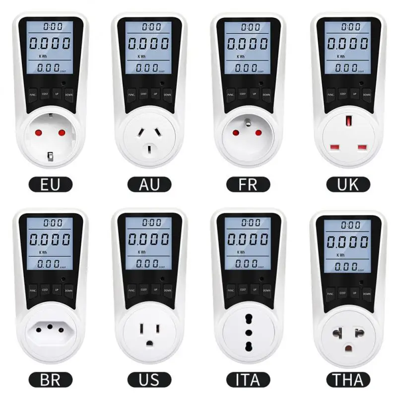 

16a Power Meter Power Analyzer Lcd Display With Backlight Samrt Home Power Monitor Electricy Consumption Meter Socket
