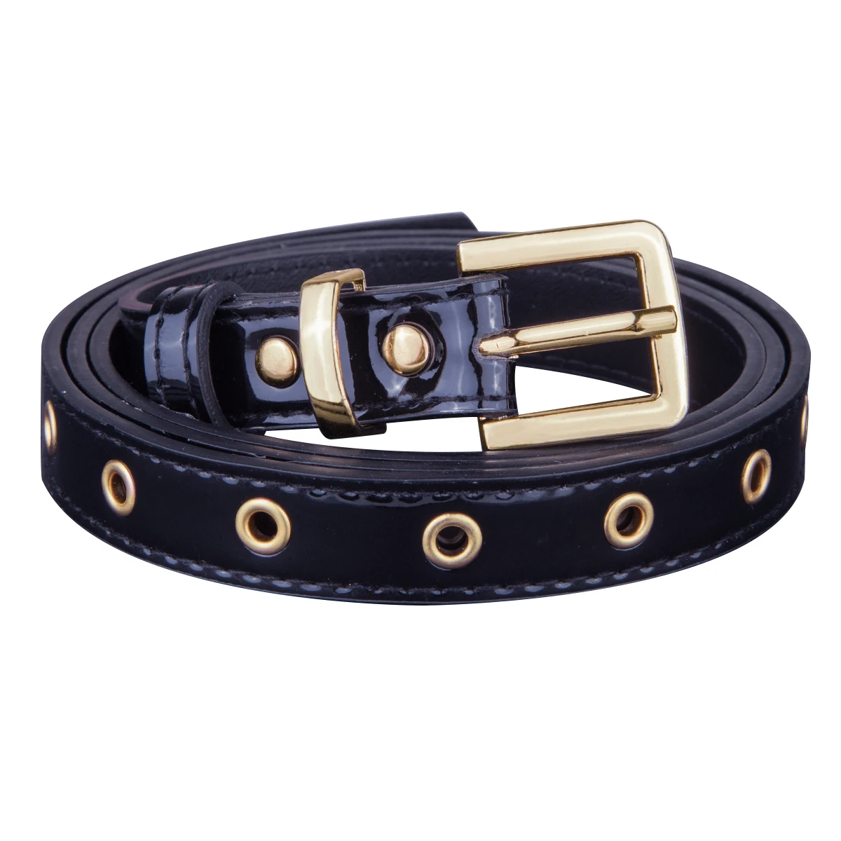 Fashion Punk Black Patent Leather Ladies Thin Belts Luxury Brand Designer Adjustable Waistband Alloy Pin Buckle Belt For Unisex
