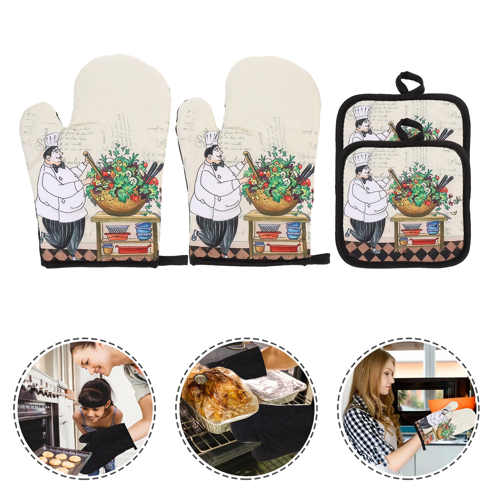 

Kitchen Glove Cooking Hot Microwave Gloves Mitts Mitt Pad Anitpot Mitten Bbq Oven Mittens Supplies Heat Insulating Cotton