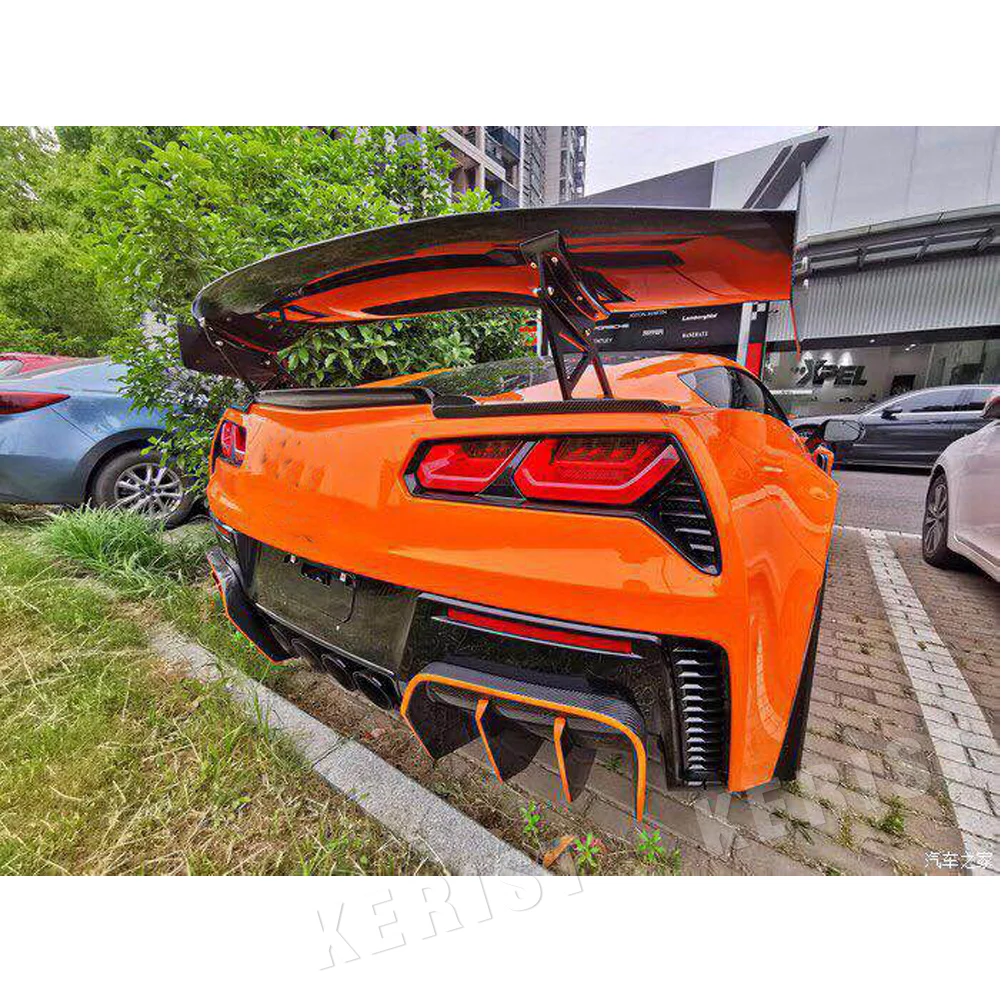 Диффузор из углеродного волокна в стиле BKSS задние 2 шт. подходит для 2014-2019 Corvette C7