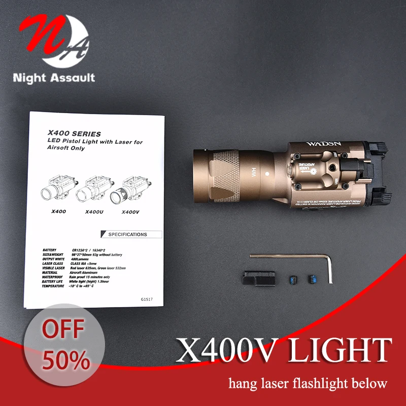 

Tactical X400 X400V Surefir Airsoft LED Strobe Red Laser Flashlight Scout Weapon Pistol Gun Hunting Light Lighting Fit 20mm Rail