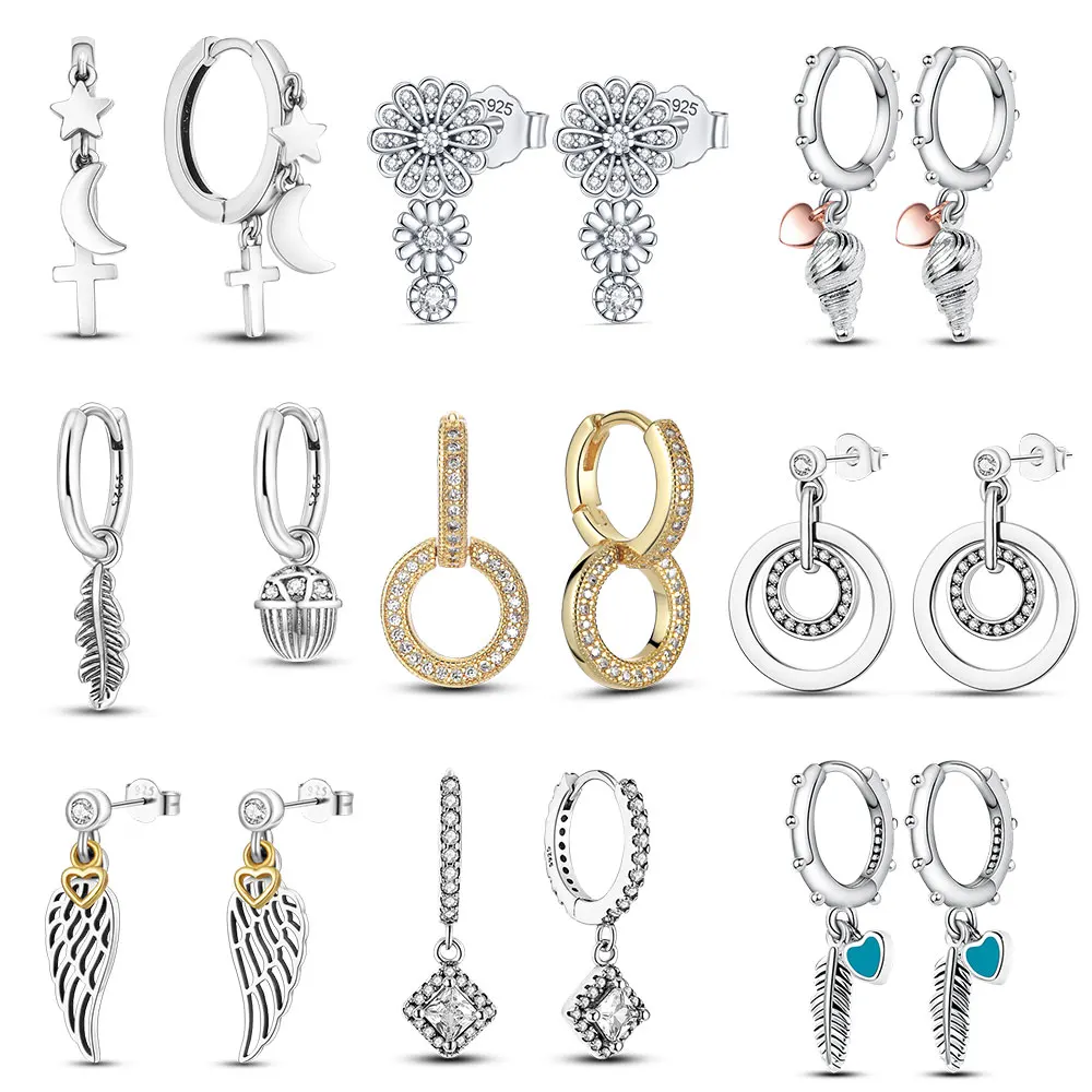 Женские серьги-кольца из серебра 925 пробы с фианитами |