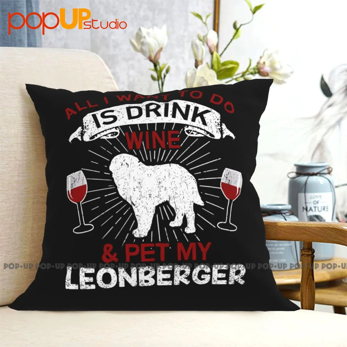 Осенняя наволочка с изображением вина и домашних животных от владельца собаки
