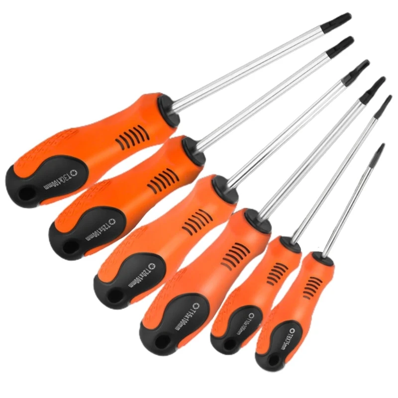 

Отвертка с защитой от взлома, Магнитная отвертка Torx, долговечная и долговечная стальная ручная отвертка, набор из 6 шт.