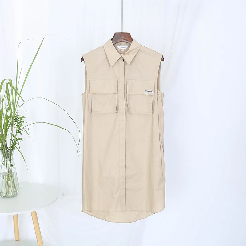 Свободное летнее платье без рукавов Jv02c/средней длины-88