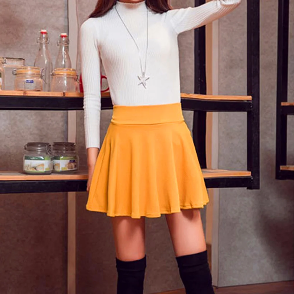 Юбка женская плиссированная расклешенная короткая юбка с эластичным поясом