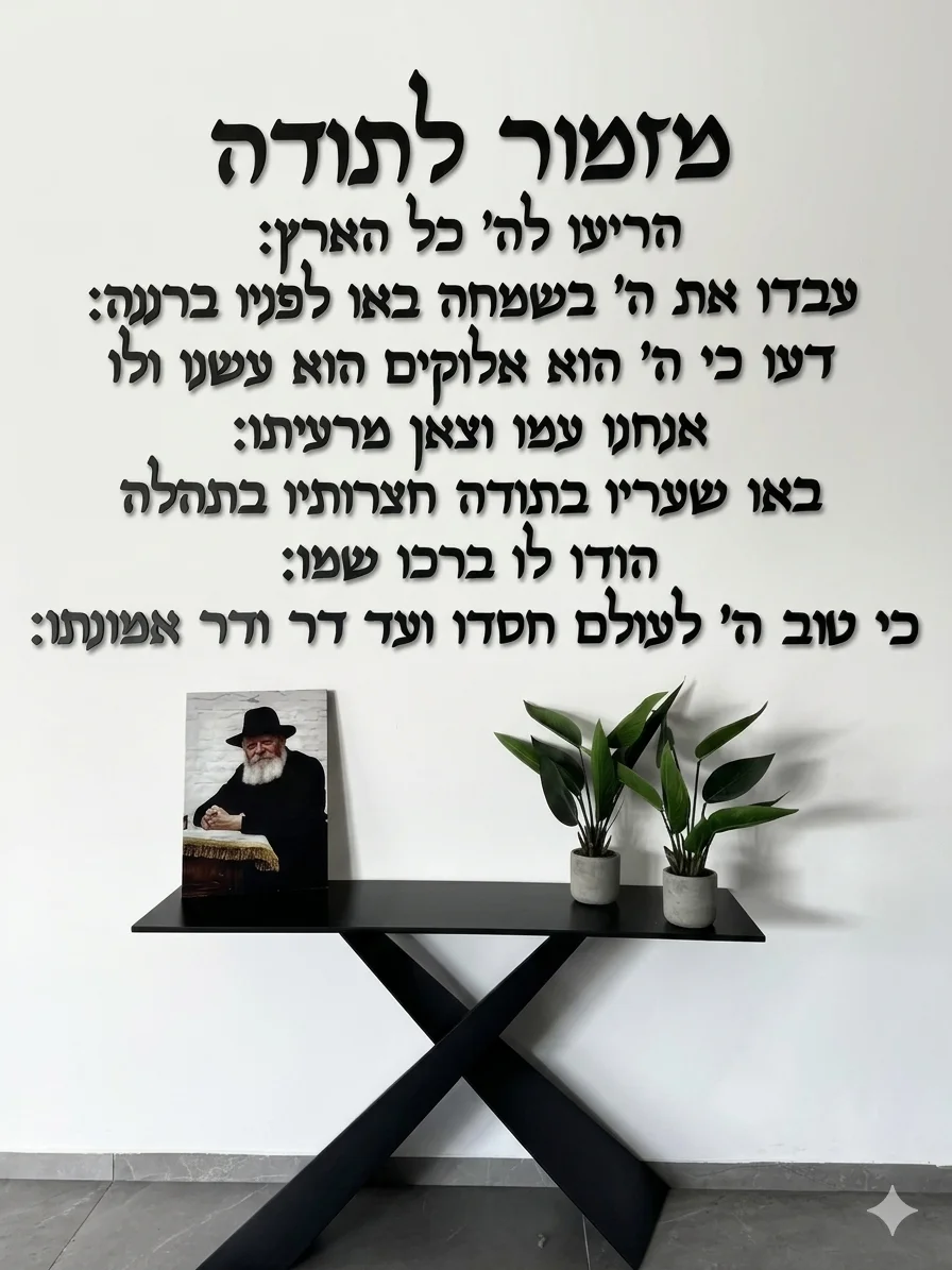 Фото Настенный декор из акрила «Псалом благодарности» (Hebrew Mizmor LeTodah) – еврейское благословение, настенная наклейка, иудейское искусство для дома, молитвенное украшение. №1