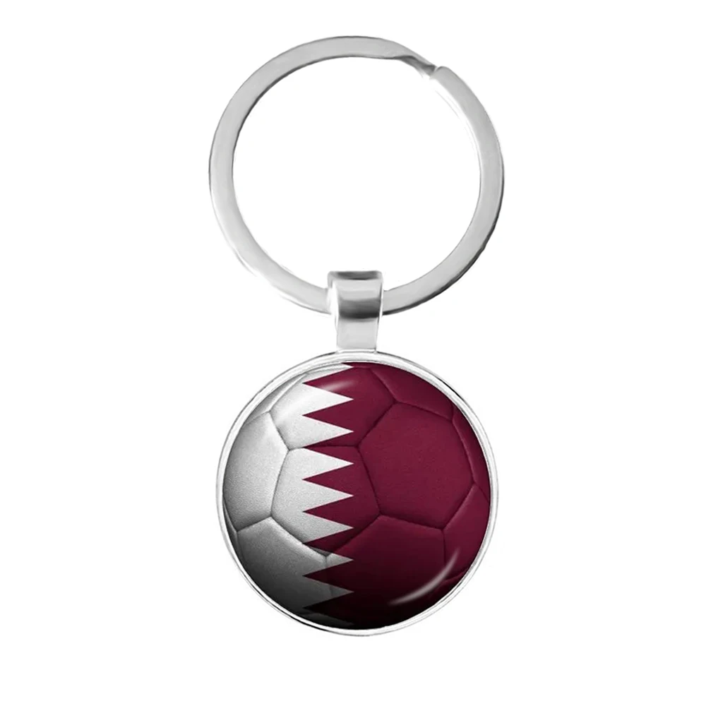 

Qatar,Germany,Denmark,France,Spain,England,Belgium Football Pattern National Flag 25mm Glass Cabochon Keychain for Fans Gift
