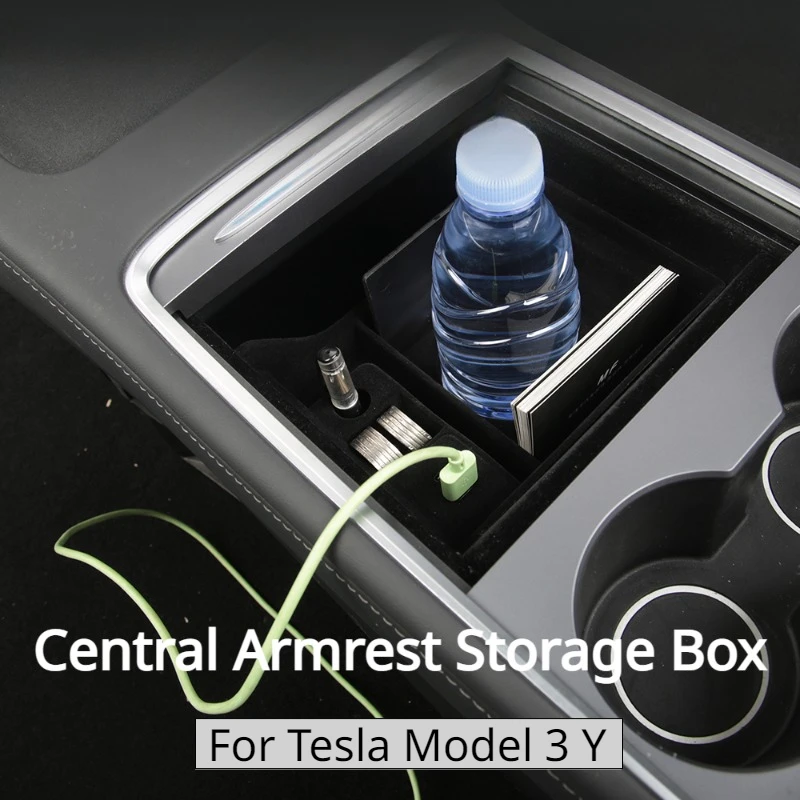 

Central Armrest Storage Box for Tesla Model 3 Y Hub Extender Charger Center Console Cup Holder Box Organizer Car Accessories