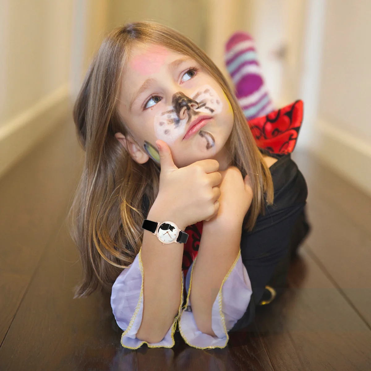 Часы Cat Кварцевые наручные часы Прямоугольник Мультфильм Фиолетовый Прекрасные