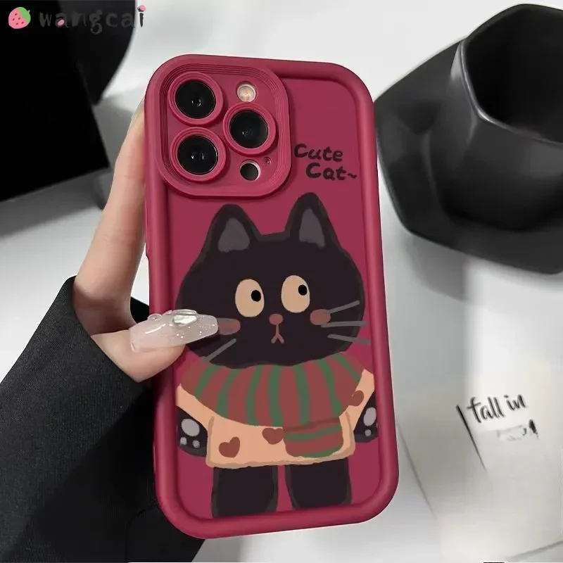 Для Realme C63 C67 8 8S Q3 11 11X 12 Pro+ NFC GT Neo 5 GT3 Narzo 30 60X Y2K Чехол для телефона Cartoon Love Scarf Cat Soft Cover