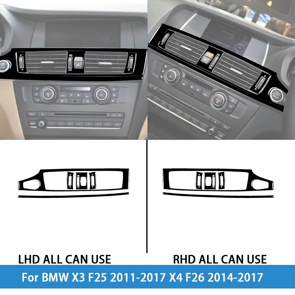 

Углеродное волокно для BMW X3 F25 2011-2017 X4 F26 2014-2017 аксессуары для салона автомобиля Центральная приборная панель Вентиляционный Выход рамка отделка наклейка