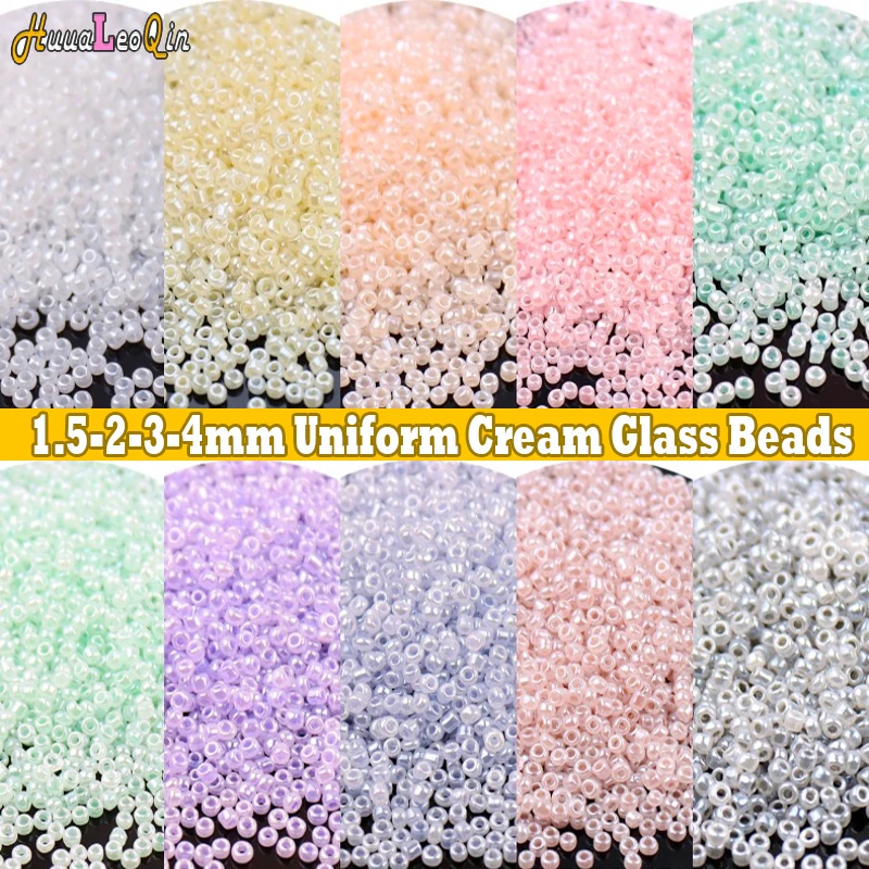 

10g/Lot 1.5/2/3/4mm Cream Glass Beads Uniform Loose Spacer Seed Beads for Needlework Jewelry Making DIY Charms Handmade Bracelet