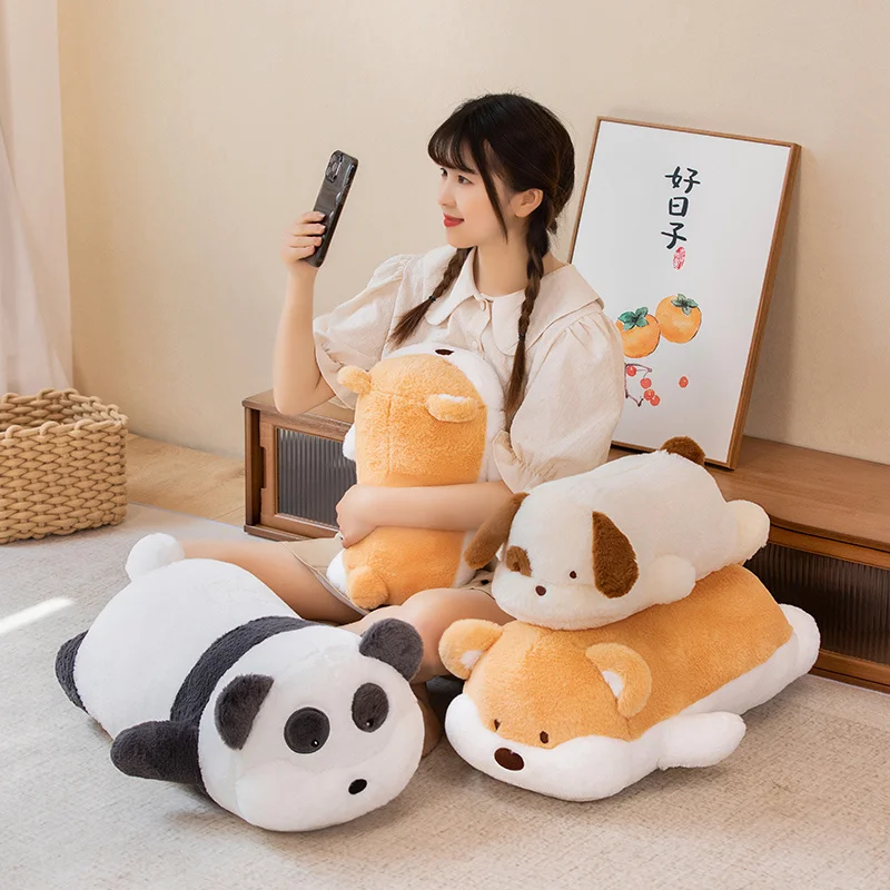 

28/40/55cm Cute Lying Panda Plush Pillow Toy Cartoon Shiba Inu Dog Plushies Doll Soft Stuffed Animals Toys for Girls Boys Kids