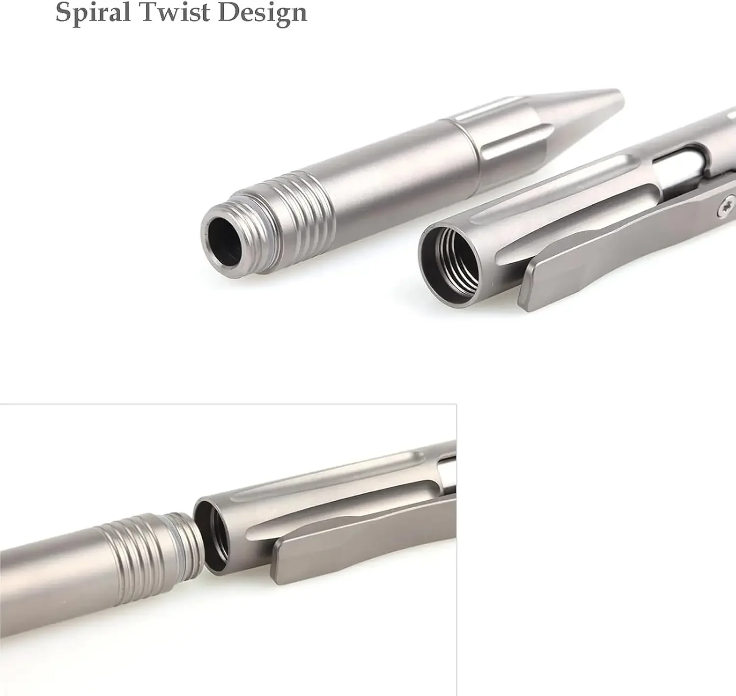 Фото Ручка-роллер FEGVE Hamans Titanium Bolt Action с клипом для кармана, многоразовая, компактная №5