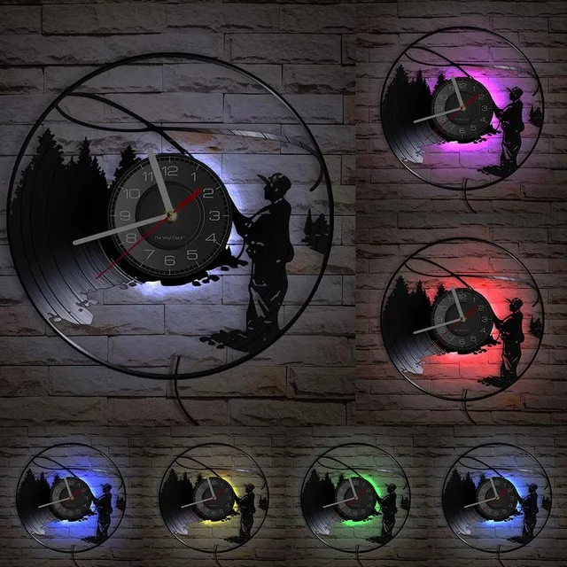 

Настенные часы с виниловой пластиной, домашний декор для рыбалки в стиле ретро, Озерная сцена, подарок для мужчин