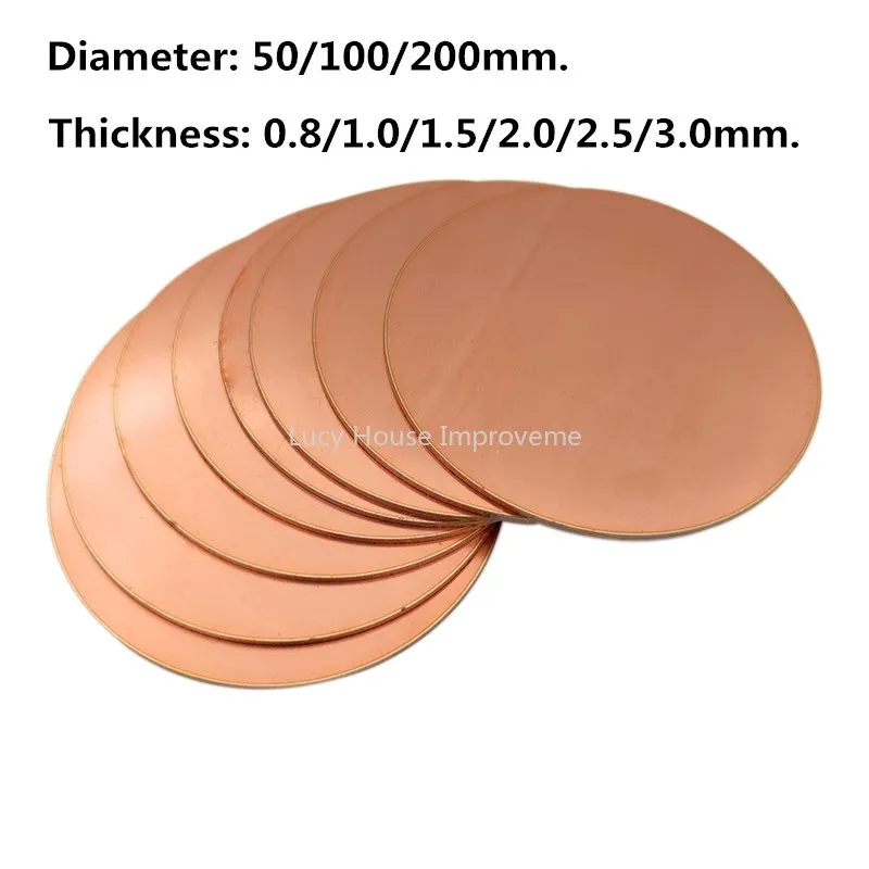 

1/3/5Pcs Copper Disc Round Plate Sheet Dia. 50mm 100mm 150mm 200mm H62 Copper Sheet Plate