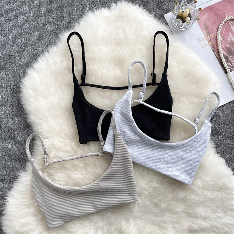 

Summer Women Crop Tops Sexy Backless Solid Color Spaghetti Strap Camis Tops 2023 New Y2K Off Shoulder Sleeveless Camisole