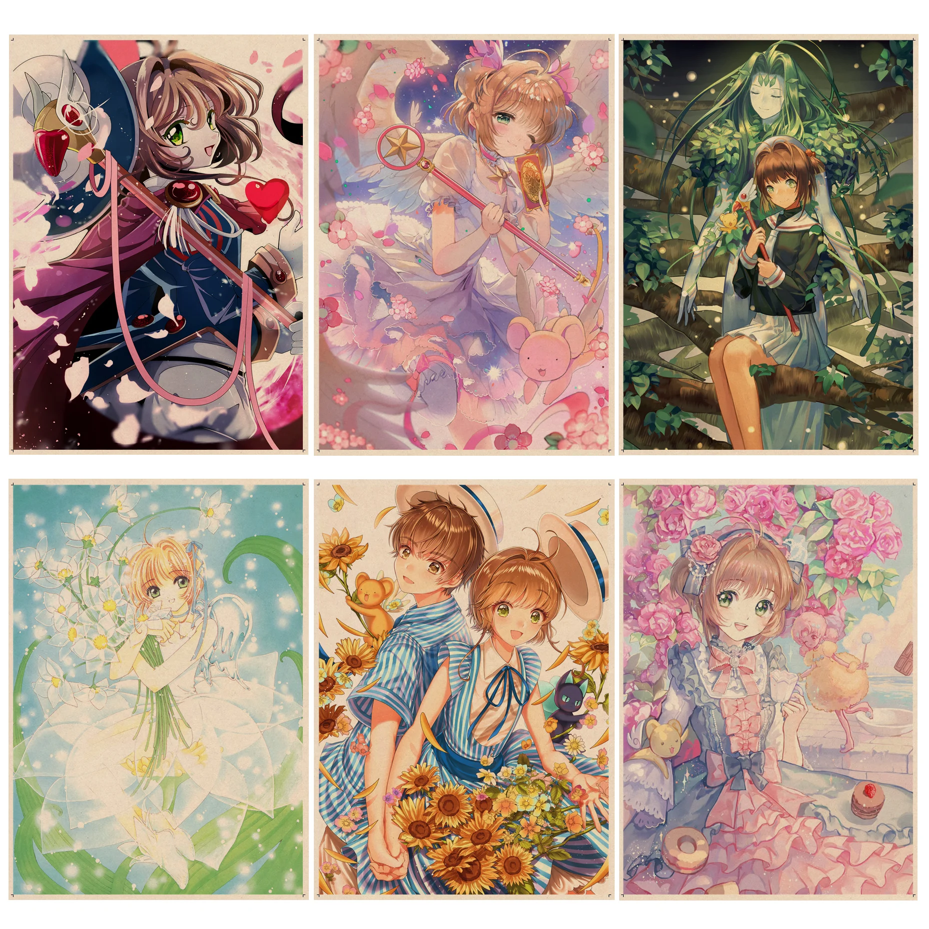 

Anime Cardcaptor Sakura Anime Posters Decoracion Painting Wall Art Kraft Paper Aesthetic Art Wall Painting