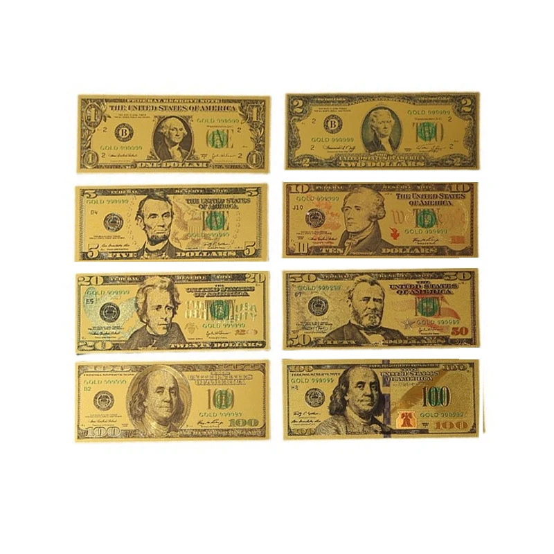7/8/36 шт. Золотая Америка доллары США банкноты из золотой фольги поддельные