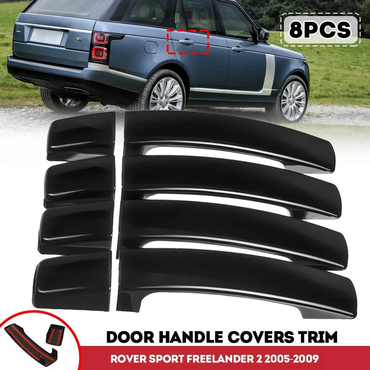 8 шт. глянцевые черные накладки на дверные ручки отделка для Land Rover Range Sport Discovery 3