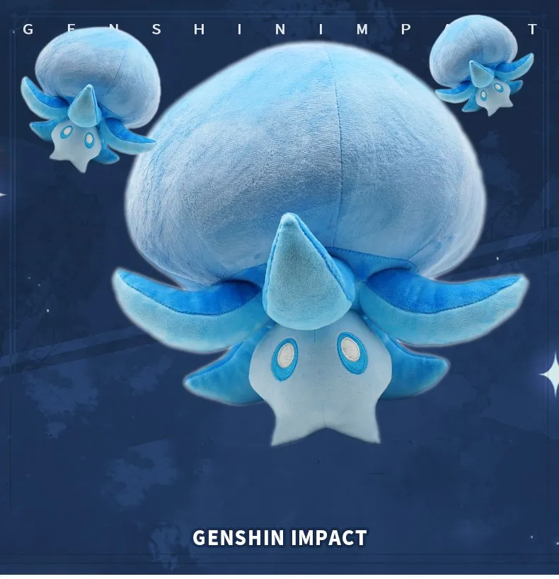 Vedio Game Genshin Impact Theme Mascot Toy Fluorescent Fungus Stuffed & Plush Doll Blue Soft Throw Pillow Xmas Gift