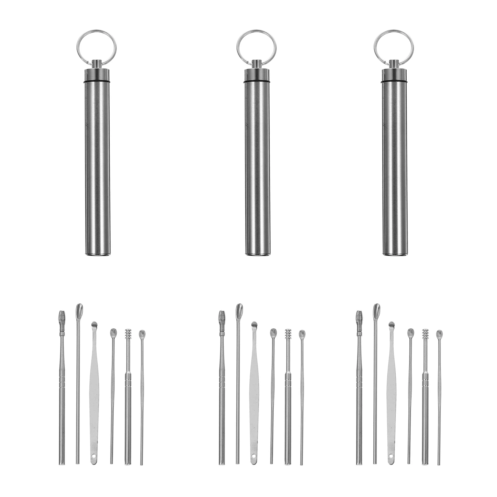 

3 Sets Stainless Steel Ear Wax Pickers Comfotable Ear Pick Tools with Bucket (Silver)