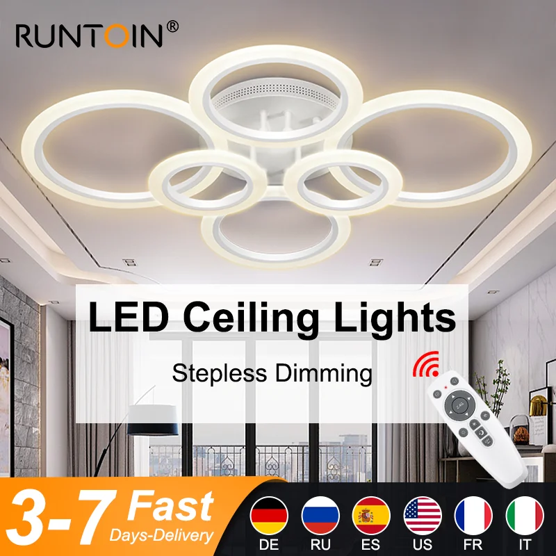 $69.97 Modern LED Ceiling Lights Indoor Lighting Lamp Chandelier Stepless Dimming with Remote Control For Living Room Bedroom Kitchen