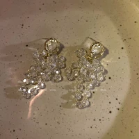 french court retro style crystal beaded tassel earrings 2022 new earrings temperament high atmospheric earrings female