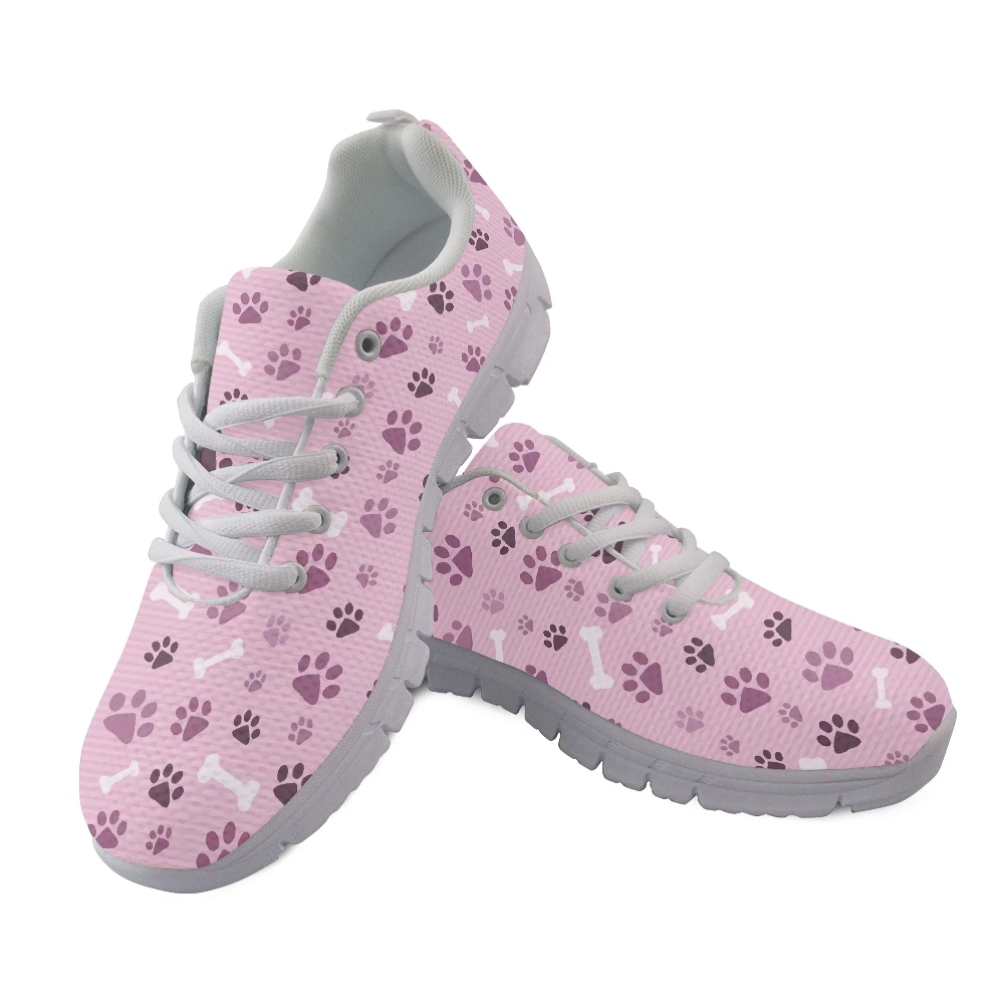 

Yikeluo Pink Paw Print Woman Soft Sole Sneakers Breathable Lace Up Casual Shoes Women Zapatillas Zapatos Casuales De Mujer